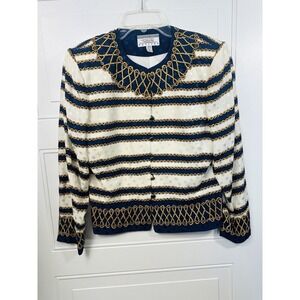 Women's 12p Talbots Adrianna Papell Silk Nautical Scarf‎ Print Top